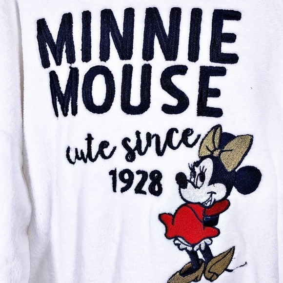 DISNEY Minnie Mouse White Fleece Hoodie w/Bow‎ & Ears, Size Medium (8-10) - Picture 5 of 10